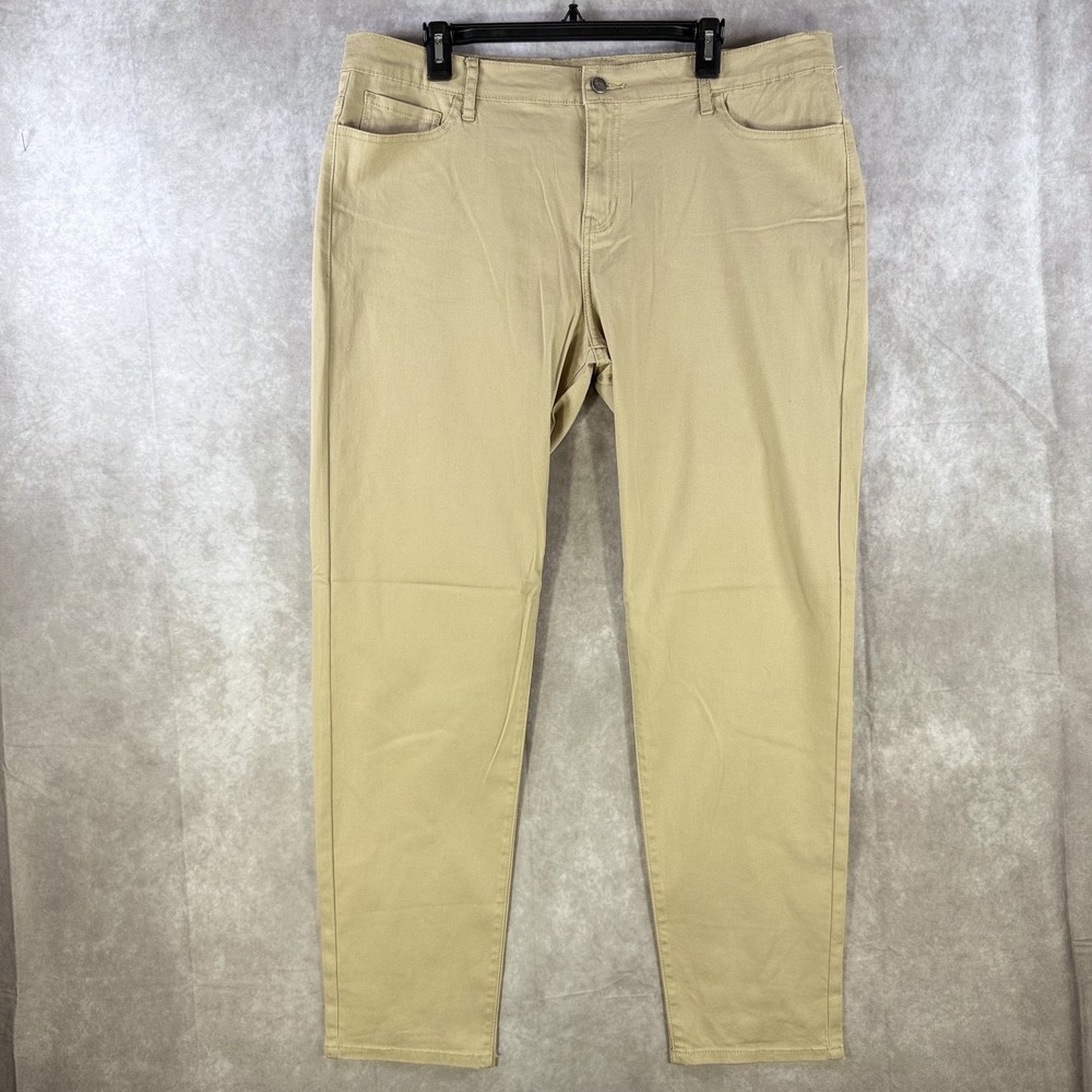 Eunina Jeans Women Plus 3XL‎ Tan Flat Front Stretch Straight Leg Comfy Casual